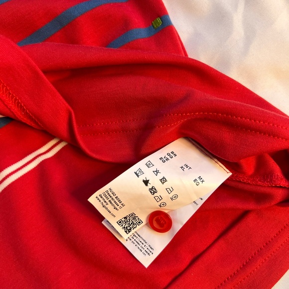 Boss Red Polo Shirt with Blue and White Stripes - Picture 5 of 5